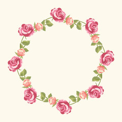 Romantic background with wreath of roses