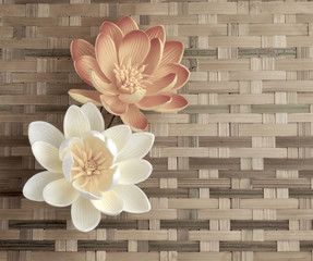 Flowers on bamboo background vintage closeup
