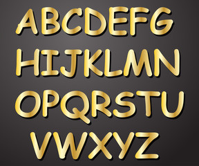 Alphabet in gold color from a to z vector illustration