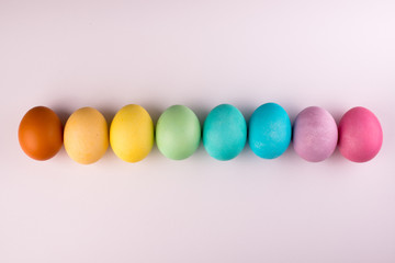 Pastel Easter Eggs Row  Isolated On White