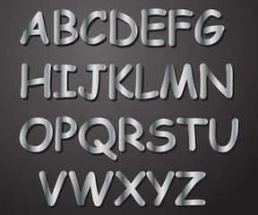 Alphabet silver in color from A to Z on a gray background vector