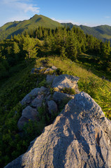 Mountain landscape with rock
