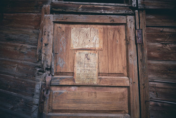 Old style wooden door closed