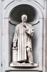 Statue of Niccol&ograve; Machiavelli in Uffizi Alley in Florence, Italy