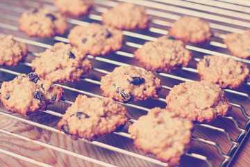 Hand made oatmeal cookies in a vintage style