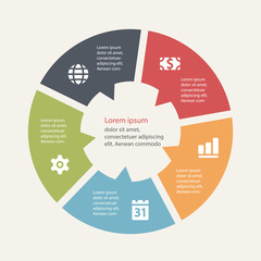 Circular infographics template for cycling diagram, graph, prese