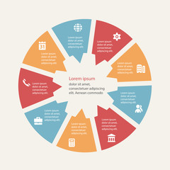 Circular infographics template for cycling diagram, graph, prese