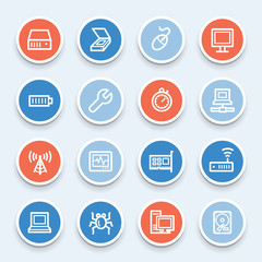 Computer components web icons set