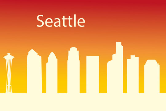 Seattle city skyline silhouette background, vector illustration