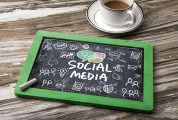 social media concept on blackboard
