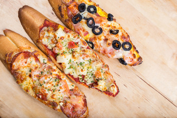 assorti bruscjetta with sausage, cheese, tomato fron big white b