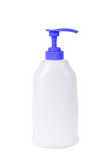 Plastic pump bottle without label isolated on white background