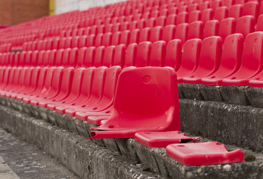 Broken seats on stadium