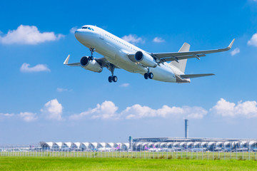 Fototapeta na wymiar Air plane taking off on airport