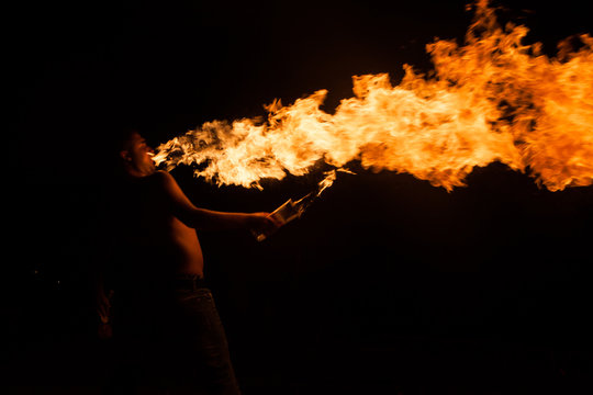 Fire show with torches