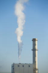 Industrial view of factory and smoke pollution