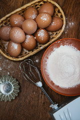 Baking cake - dough  recipe ingredients eggs, flour, sugar