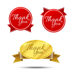 Thank you on banner sign message symbol vector isolated on white