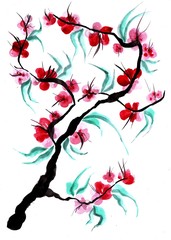 Obraz na płótnie Canvas flowering peach branch