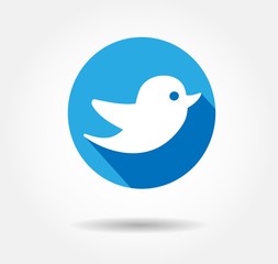 twitter bird flat icon - obrazy, fototapety, plakaty