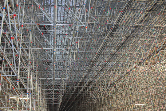 The railway station with with scaffolding everywhere