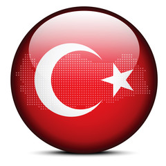 Map with Dot Pattern on flag button of Republic Turkey