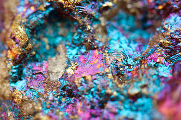 Bornite, also known as peacock ore, is a sulfide mineral