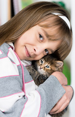 Girl with kitten