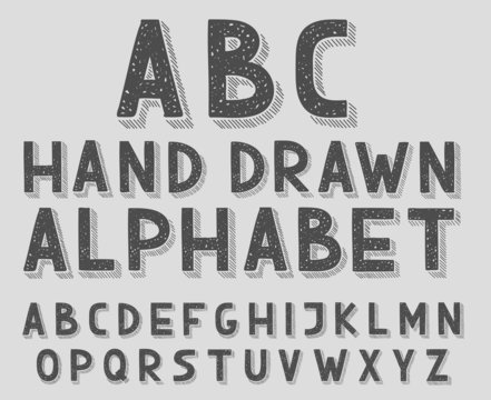 Hand drawn doodle sketch abc alphabet letters, vector