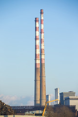 Poolbeg Generating Station in Dublin city bay