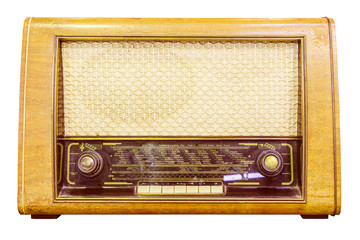 vintage radio isolated with clipping path