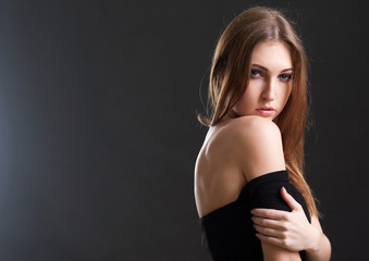 Fototapeta premium The beautiful woman with a long blonde hair.