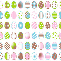 Easter wrapping paper with patterned eggs on white background