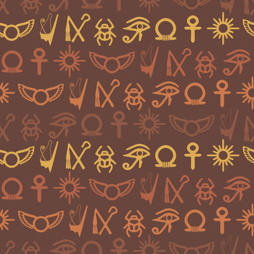 Seamless background with Egyptian symbols for your design