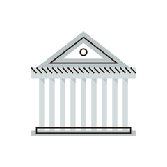 Bank building flat line icon concept