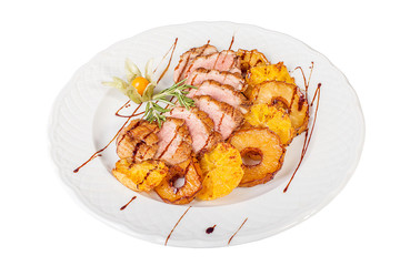 Grilled pork with tropical fruit