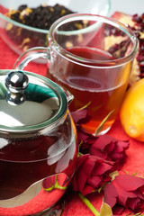 scalded teapot and cup of tea