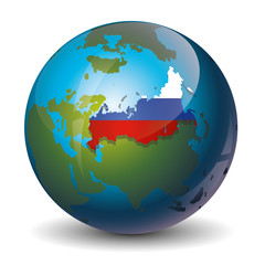 Russia on globe