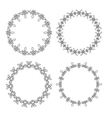 Set of 4 elegant outlined caligraphic round frames