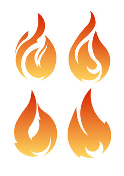Set of 4 vector fires isolated on a white.