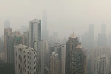 Crédence de cuisine en verre imprimé Hong Kong Alerte au smog à Hong Kong
