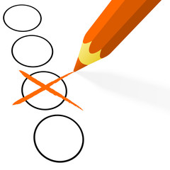 orange pencil with cross