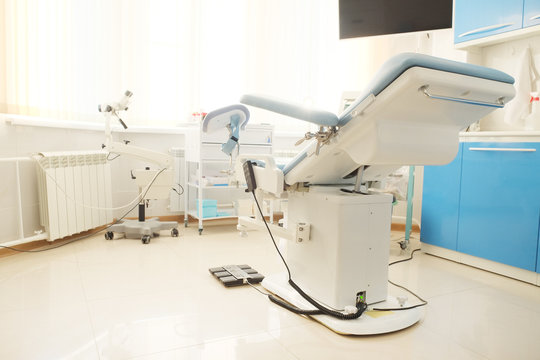 Gynecological chair in gynecological room