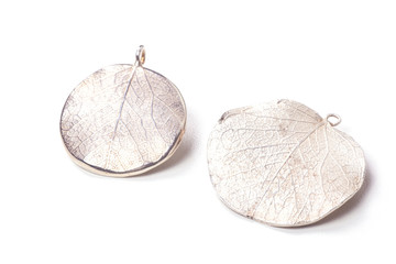 Close up of silver earrings