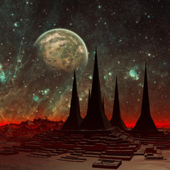 Futuristic Alien City - Computer Artwork © diversepixel