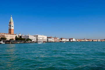 Fototapeta na wymiar Venice lagoon with Doge's palace and Campanile, Italy