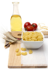Italian pasta, macaroni with cherry tomatoes and olive oil