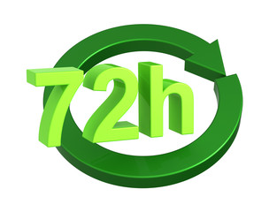 72 hours delivery sign. Computer generated 3D photo rendering.