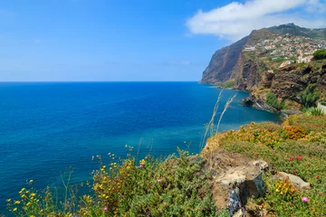 Fotobehang Tropical plants on coast of Madeira island in summer, Portugal © pkazmierczak