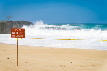 Large surf on Oahu's north shore at Haleiwa, Hawaii